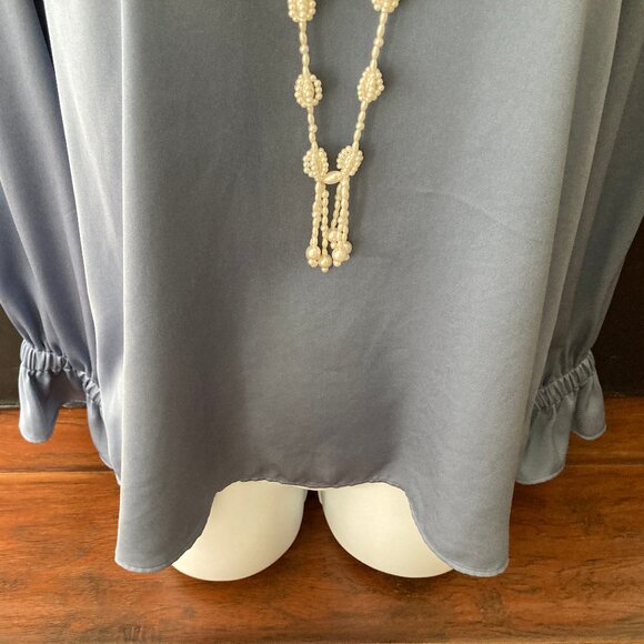 Banana Republic Elegant Slate Blue 3/4 Sleeve Women's Blouse Size Medium - Picture 3 of 8